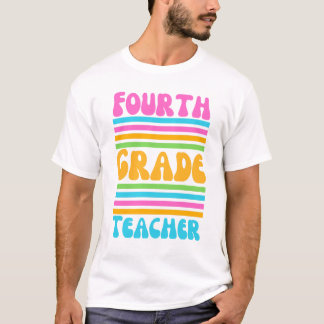LÄRARE ÅR 4 Virbrant Färger Bubbel-teckensnitt T Shirt