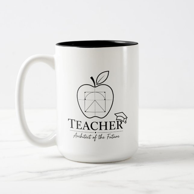 Lärare Arkitekt Äpple Ritning Två-Tonad Mugg (Vänster)