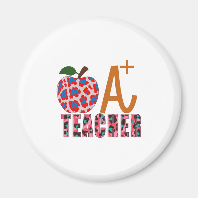Lärare Art Apple A Plus Lärare Magnet (Framsidan)
