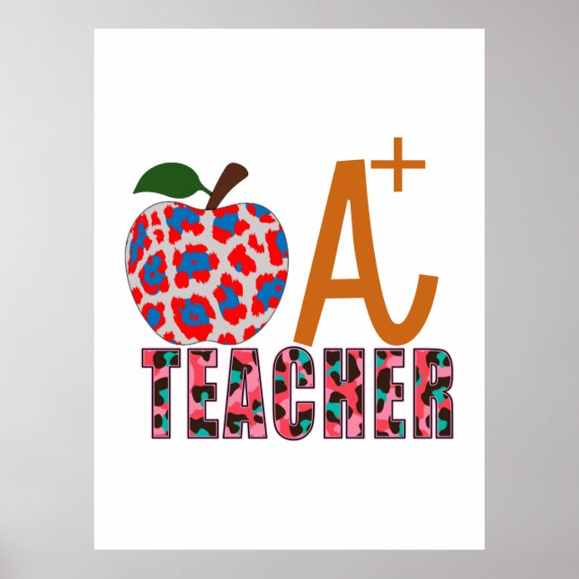 Lärare Art Apple A Plus Lärare Poster (Framsidan)