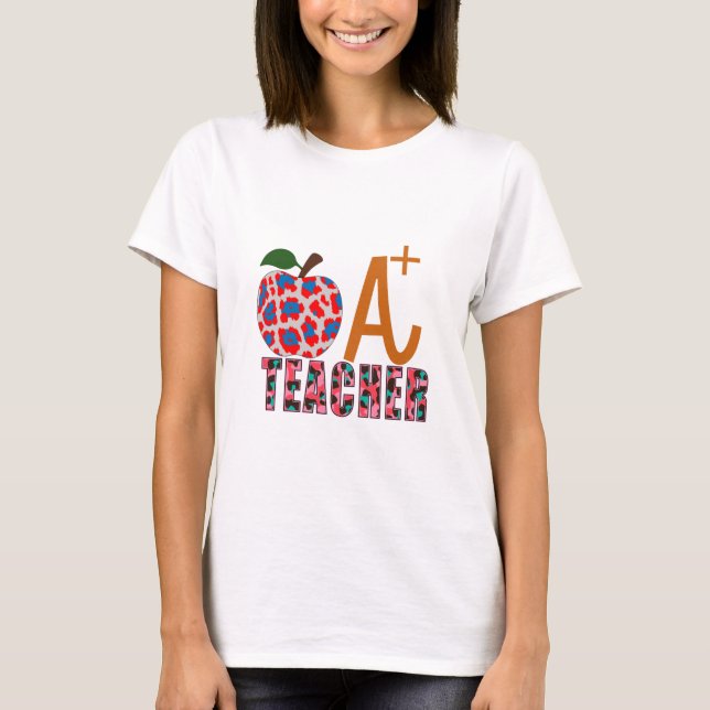 Lärare Art Apple A Plus Lärare T Shirt (Framsida)