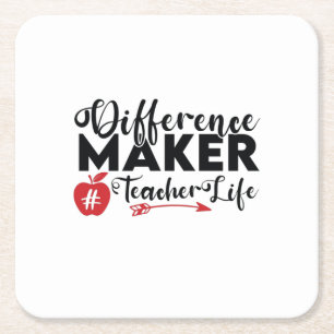 Lärare Art Difference Maker Teacher Life Underlägg Papper Kvadrat