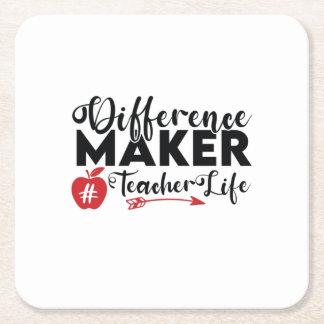 Lärare Art Difference Maker Teacher Life Underlägg Papper Kvadrat