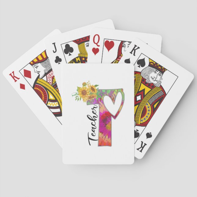 Lärare Art Flower Teacher Casinokort (Baksidan)