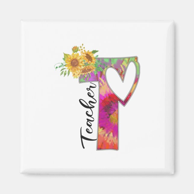 Lärare Art Flower Teacher Magnet (Framsidan)