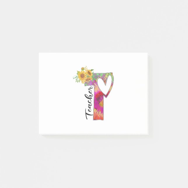 Lärare Art Flower Teacher Post-it Block (Framsida)