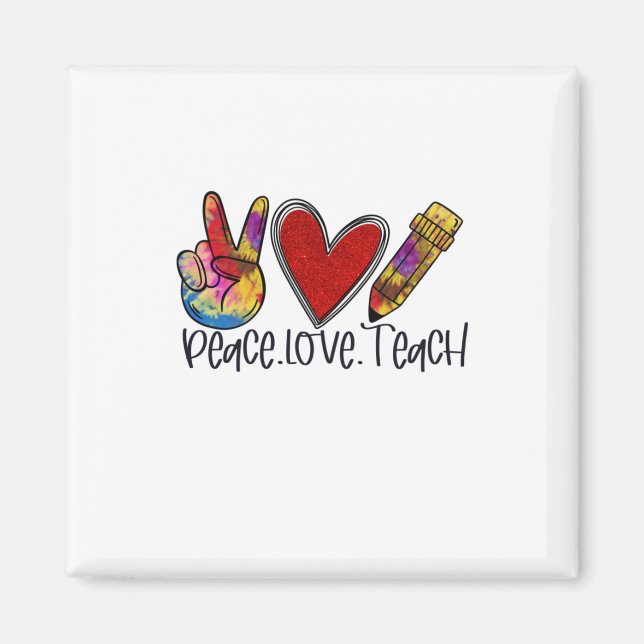 Lärare Art Peace Kärlek Teach Magnet (Framsidan)
