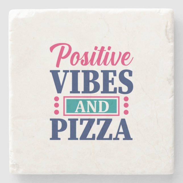 Lärare Art Positive Vibes och Pizza Stenunderlägg (Framsidan)