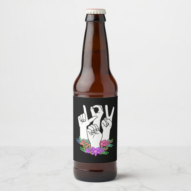 Lärare ASL Hand Sign Ölflaska Etikett (Framsida)