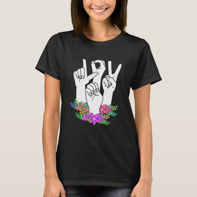 Lärare ASL Hand Sign T Shirt (Framsida)