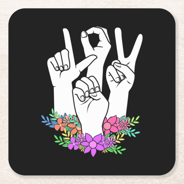 Lärare ASL Hand Sign Underlägg Papper Kvadrat (Framsidan)