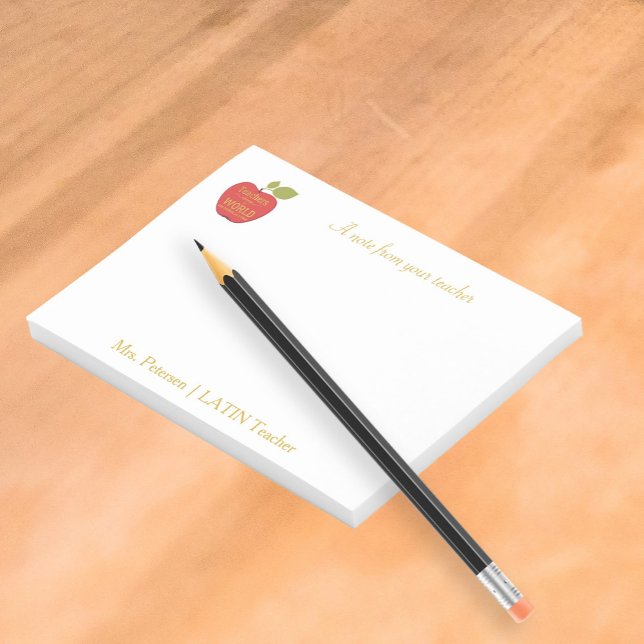 Lärare av rödäpple guld-typografi post-it block (Skapare uppladdad)