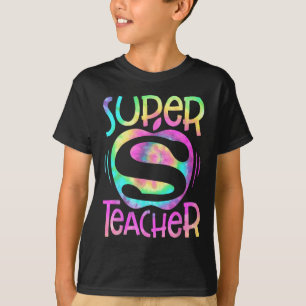 Lärare Back to school Apple Tie Dye Funny Första D T Shirt