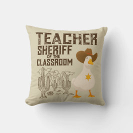 Lärare Back to school Cowboy Retro Goose Funny Kudde