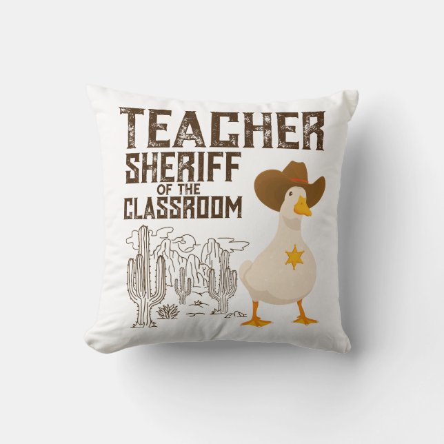 Lärare Back to school Cowboy Retro Goose Funny Kudde (Framsida)