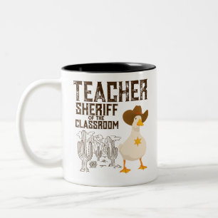 Lärare Back to school Cowboy Retro Goose Funny Två-Tonad Mugg