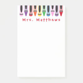Lärare Back to school Cute Färg Crayon Post-it Block
