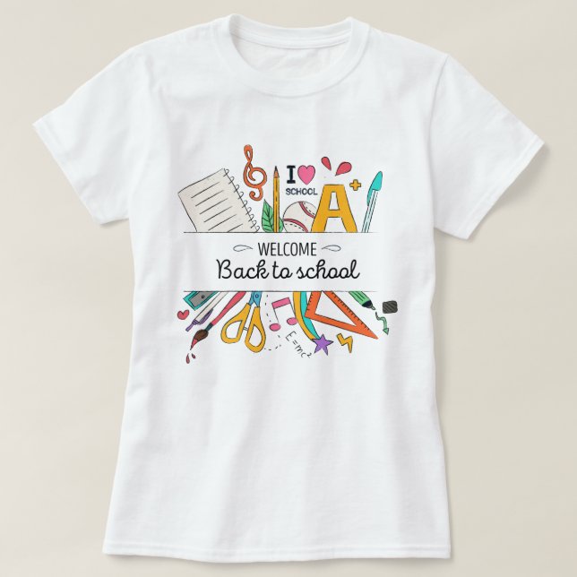 Lärare back to school, den första dagen av skolar tee shirt (Design framsida)