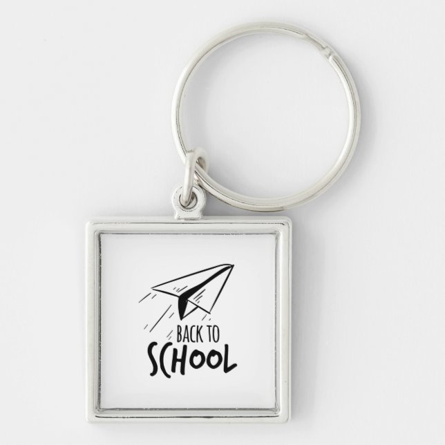 Lärare Back to school Fyrkantig Silverfärgad Nyckelring (Framsidan)