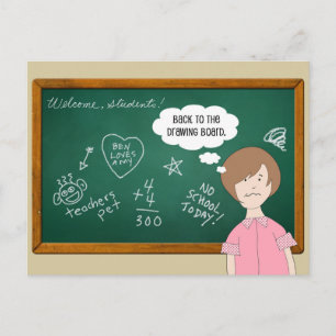 Lärare Back to school Grönt-kalkylpanel Vykort
