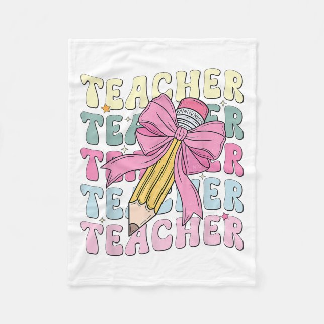 Lärare Back to school lärare Coquette Bow Penci Fleecefilt (Framsidan)