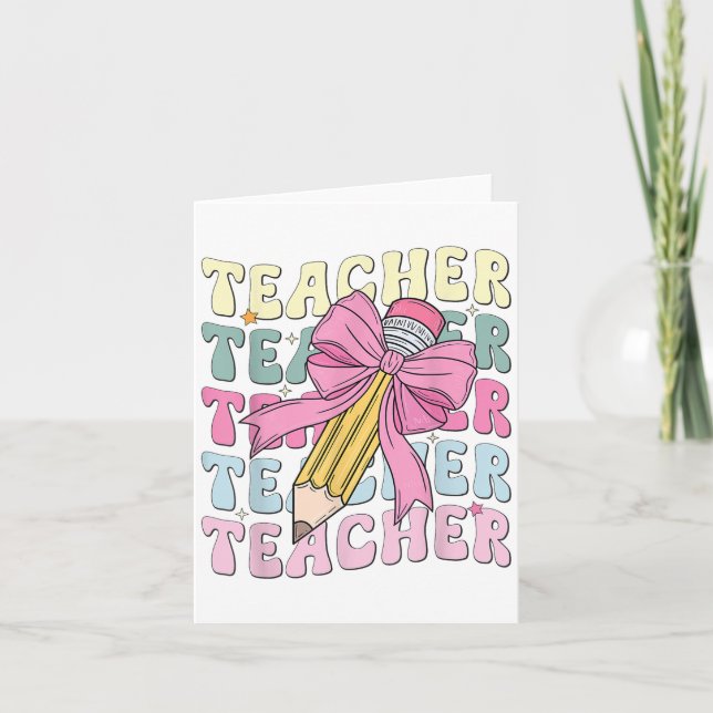 Lärare Back to school lärare Coquette Bow Penci Kort (Framsida)