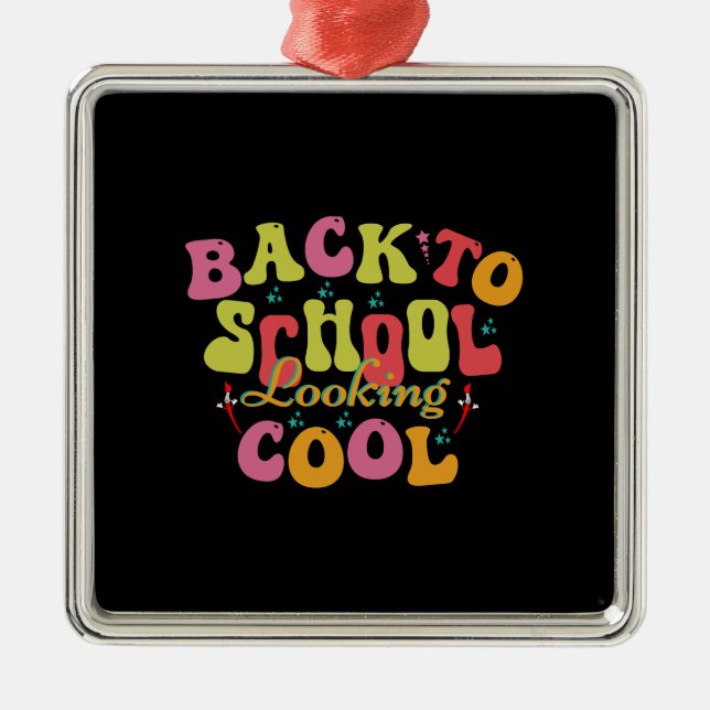 Lärare Back to school Tittar Coola Julgransprydnad Metall (Framsidan)