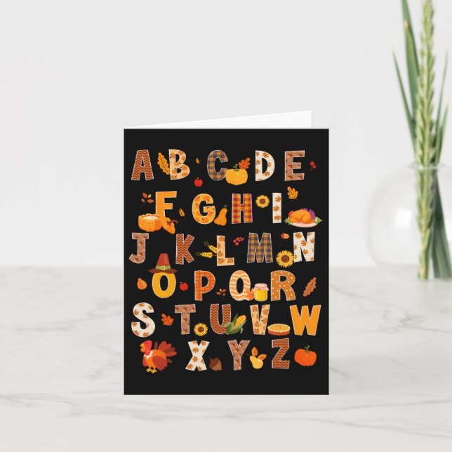 Lärare Barn Alfabetet Turkiet Pumpa Höst Tack Kort (Framsida)