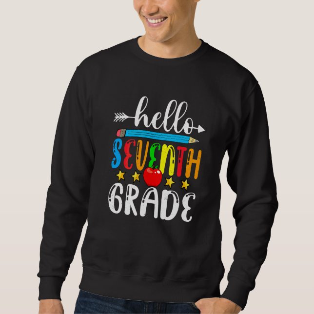 Lärare Barn Hej Sjunde Klass Back To School Lång Ärmad Tröja (Framsida)
