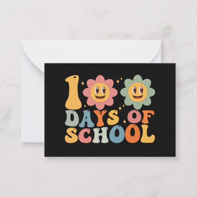 Lärare Barn Retro Groovy 100 dagar i skolan  Anteckningskort (Framsida)