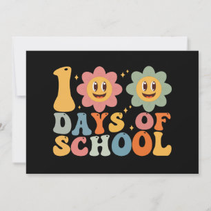 Lärare Barn Retro Groovy 100 dagar i skolan  Inbjudningar