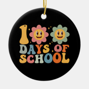 Lärare Barn Retro Groovy 100 dagar i skolan Julgransprydnad Keramik