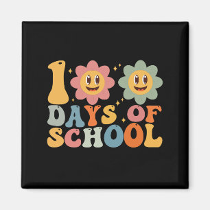Lärare Barn Retro Groovy 100 dagar i skolan Magnet