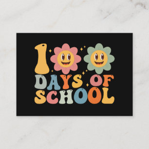 Lärare Barn Retro Groovy 100 dagar i skolan Visitkort