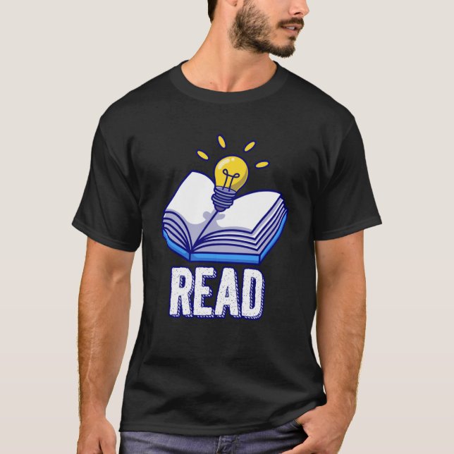 Lärare Bibliotek Read Bok Klubb Lightbulb Pigeons T Shirt (Framsida)