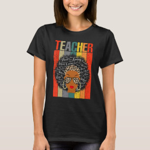 Lärare Black History Month Leopard Messy Bun Afri T Shirt
