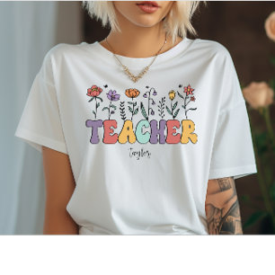 Lärare Blommig Vildblomma T Shirt