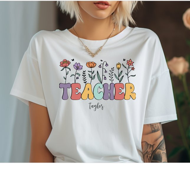 Lärare Blommig Vildblomma T Shirt (Skapare uppladdad)