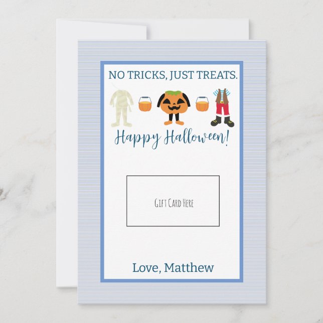 Lärare Blue Halloween Gift Card Holder Tack Kort (Framsida)