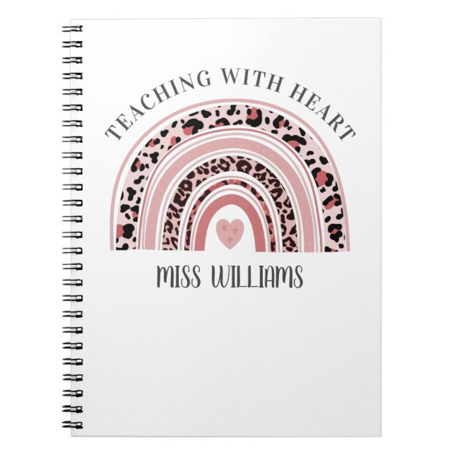 Lärare Boho Rainbow undervisar med hjärta Anteckningsbok (Framsidan)