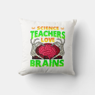 Lärare Brains Skeleton Hand Heart Halloween Kudde