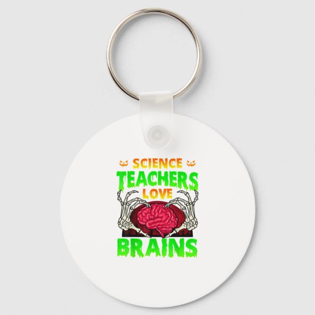 Lärare Brains Skeleton Hand Heart Halloween Nyckelring (Framsida)