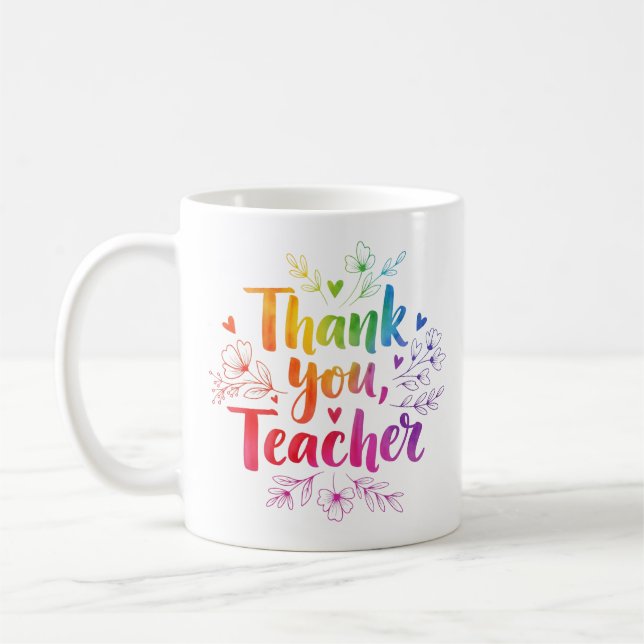 Lärare Bright Colorful "Tack" Mugg Gift (Vänster)