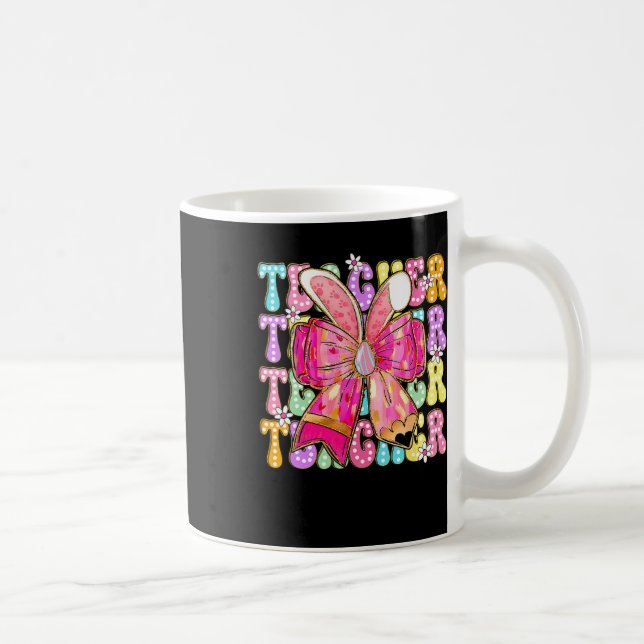 Lärare Bunny Coquette Bow Pencil Bunny Påsk Day Kaffemugg (Höger)