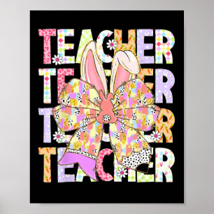 Lärare Bunny Coquette Bow Pencil Bunny Påsk Day Poster
