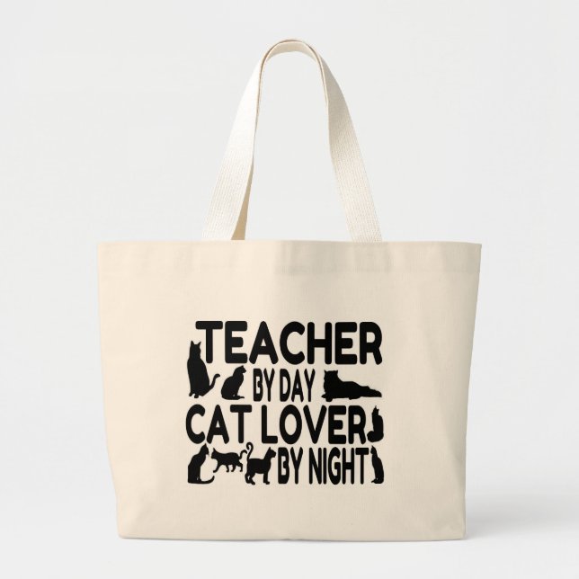 Lärare Cat Lover Jumbo Tygkasse (Framsidan)