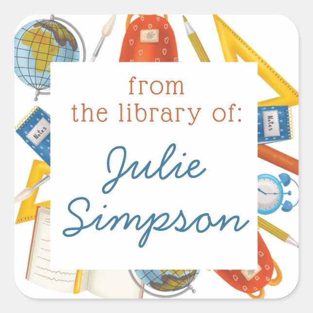 Lärare Classroom Bookplate Fyrkantigt Klistermärke (Framsida)