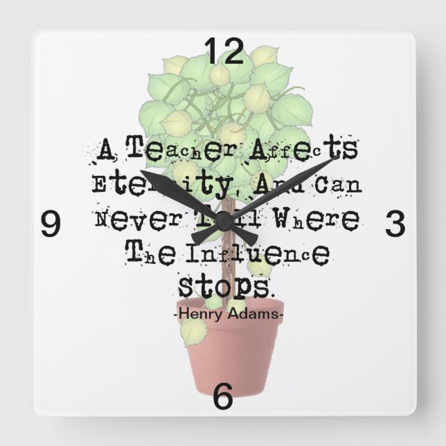 Lärare Clock Henry Adams Quote Fyrkantig Klocka (Framsida)