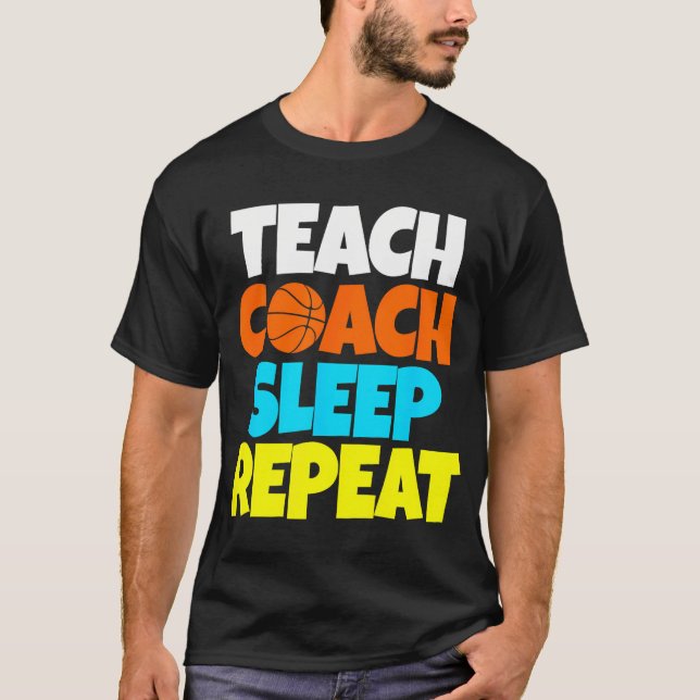 Lärare Coach Basketball Funny T Shirt (Framsida)