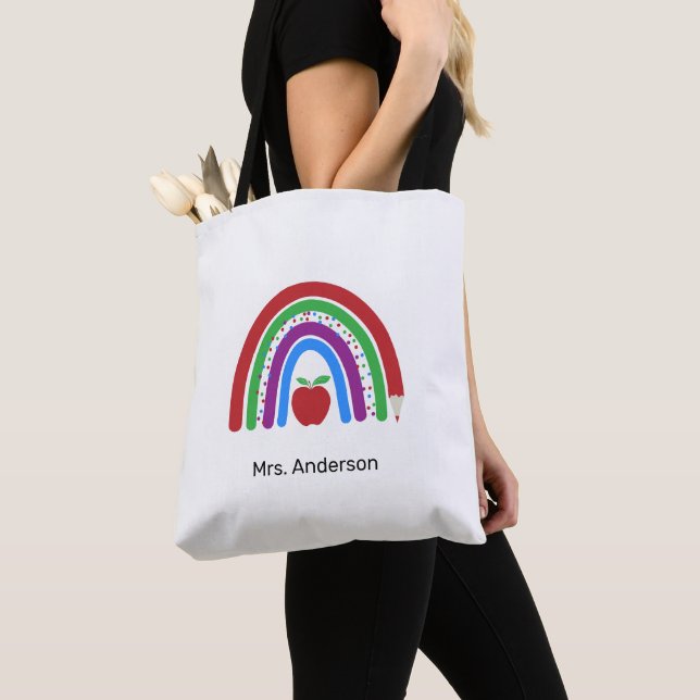 Lärare Colorful Cute Rainbow Tygkasse (Närbild)